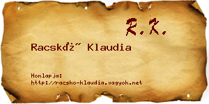 Racskó Klaudia névjegykártya