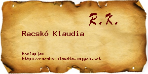 Racskó Klaudia névjegykártya
